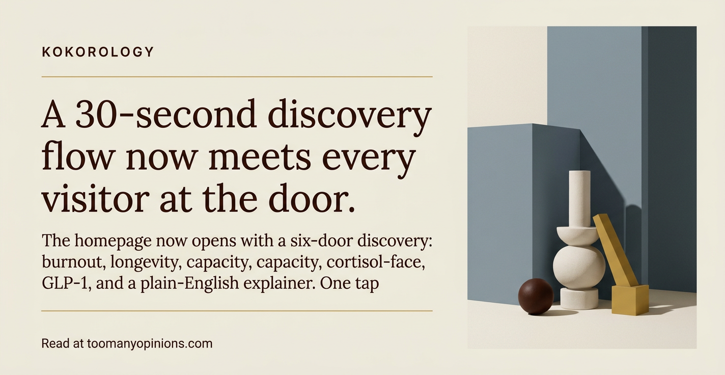 A 30-second discovery flow now meets every visitor at the door.