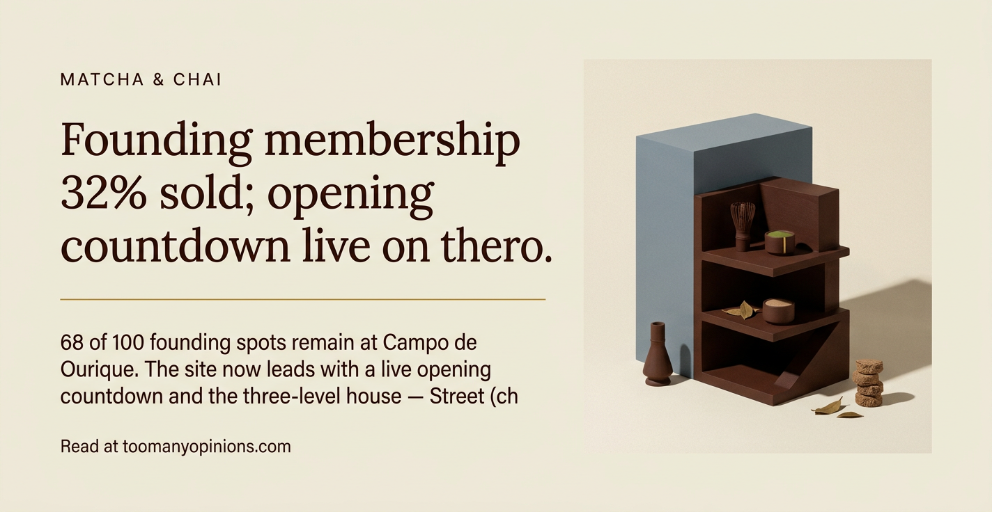 Founding membership 32% sold; opening countdown live on the hero.