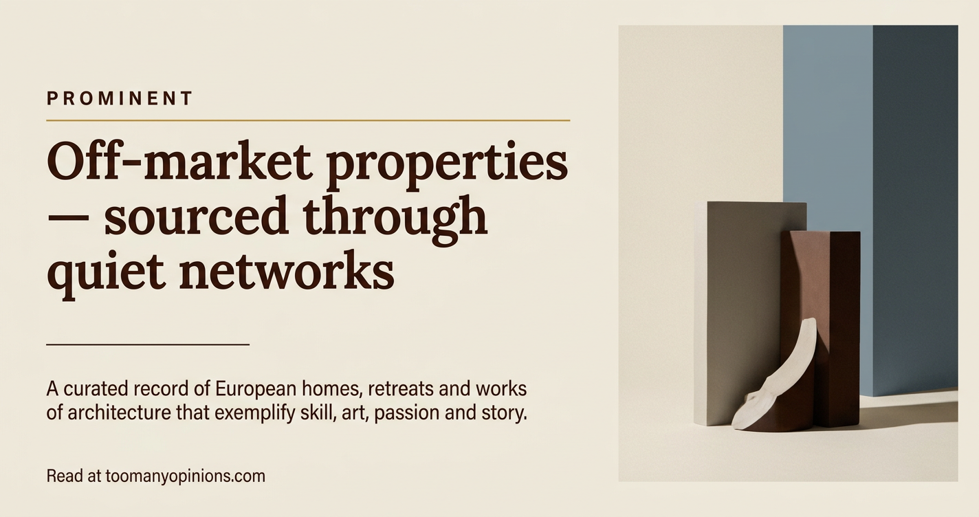 Off-market properties — sourced through quiet networks
